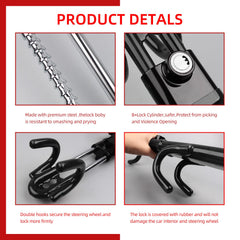 NOEAIKE steering wheel lock built from carbon steel for durability.