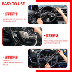 NOEAIKE steering wheel lock with quick-lock mechanism for fast securing.