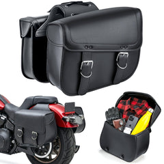 Nomad USA universal saddlebags on side view showing 30L capacity for gear