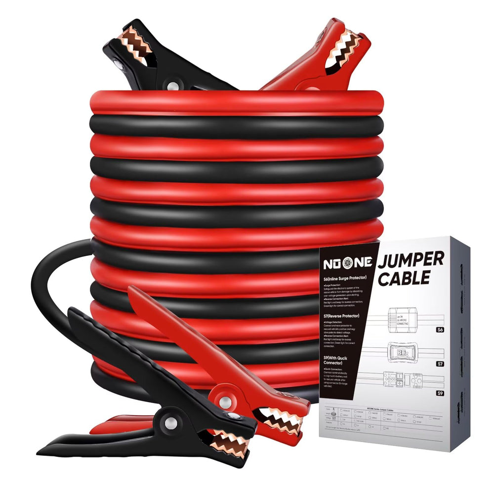 NOONE jumper cables with 16ft length for quick vehicle boosts.