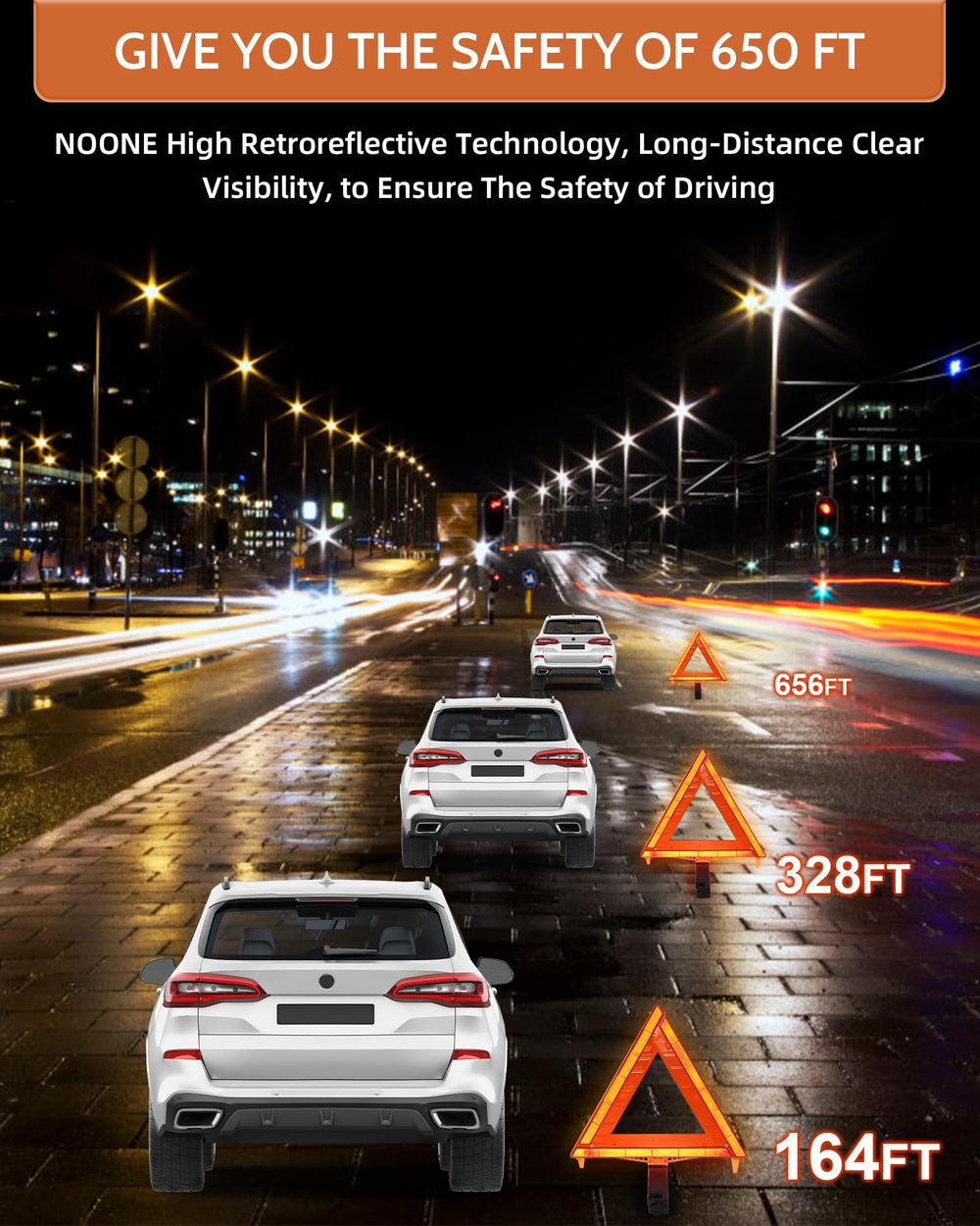 Noone Safety Triangles day and night visibility with reflective panel