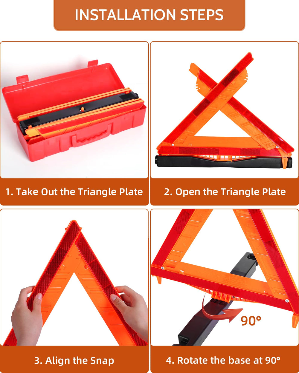 Noone Safety Triangles 17x17 inch reflective panel boosts nighttime visibility