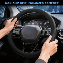 Noplkdss steering wheel cover installation closeup shows easy stretch and secure fit