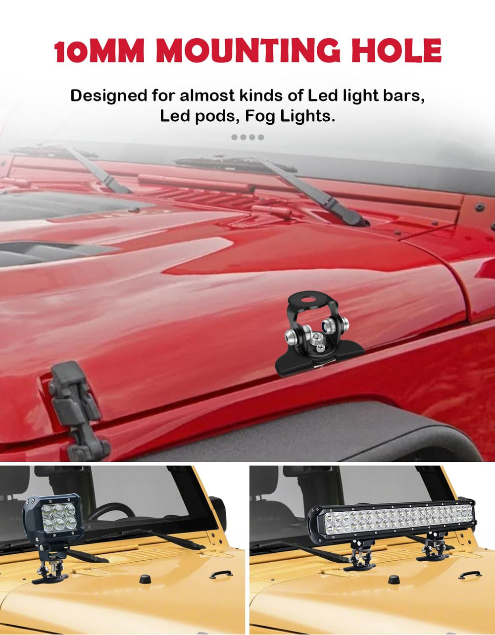 Northyun hood mount rubber contact pad protects paint during installation.