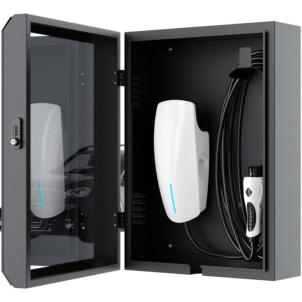 NOTASA Tesla Wall Charger Cover front view with weatherproof protection on exterior wall