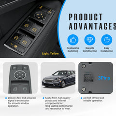 NOVAPARTS 3-pin detail highlights connection requirement for Mercedes window switch.