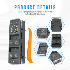 NOVAPARTS installation guide image featuring front driver switch for Mercedes W204/W212.