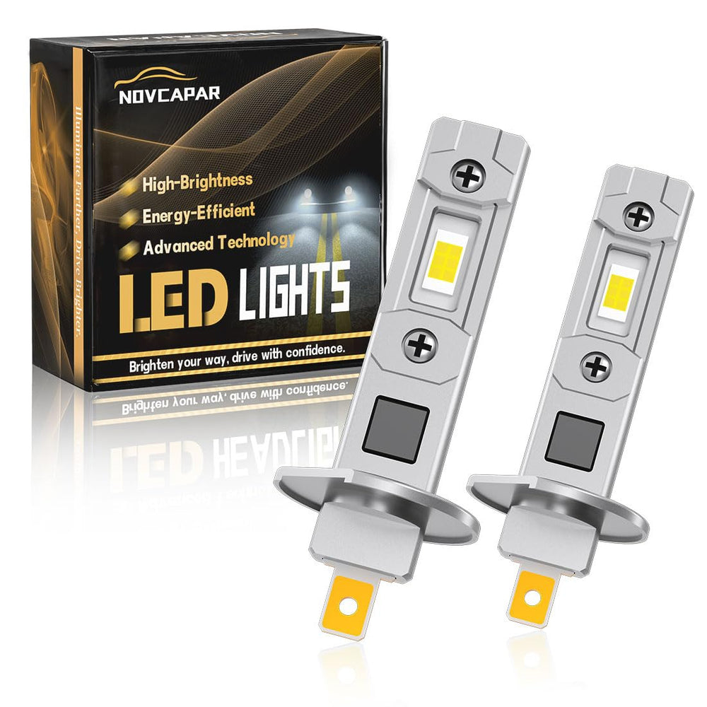 NOVCAPAR H1 LED bulbs front view for ultra-bright night visibility