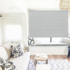 Novino RV blinds pleated shade blocks sunlight for cooler interiors.