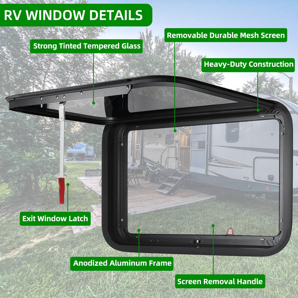 NOVINO RV exit window mesh screen keeps debris out while airflow
