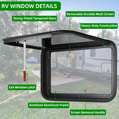 NOVINO RV exit window mesh screen keeps debris out while airflow