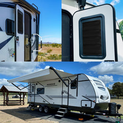NOVINO UV-ray protection shade for camper windows blocks sun exposure.
