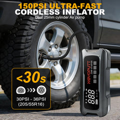 NOVOPUTT dual-cylinder inflator inflates tires in seconds
