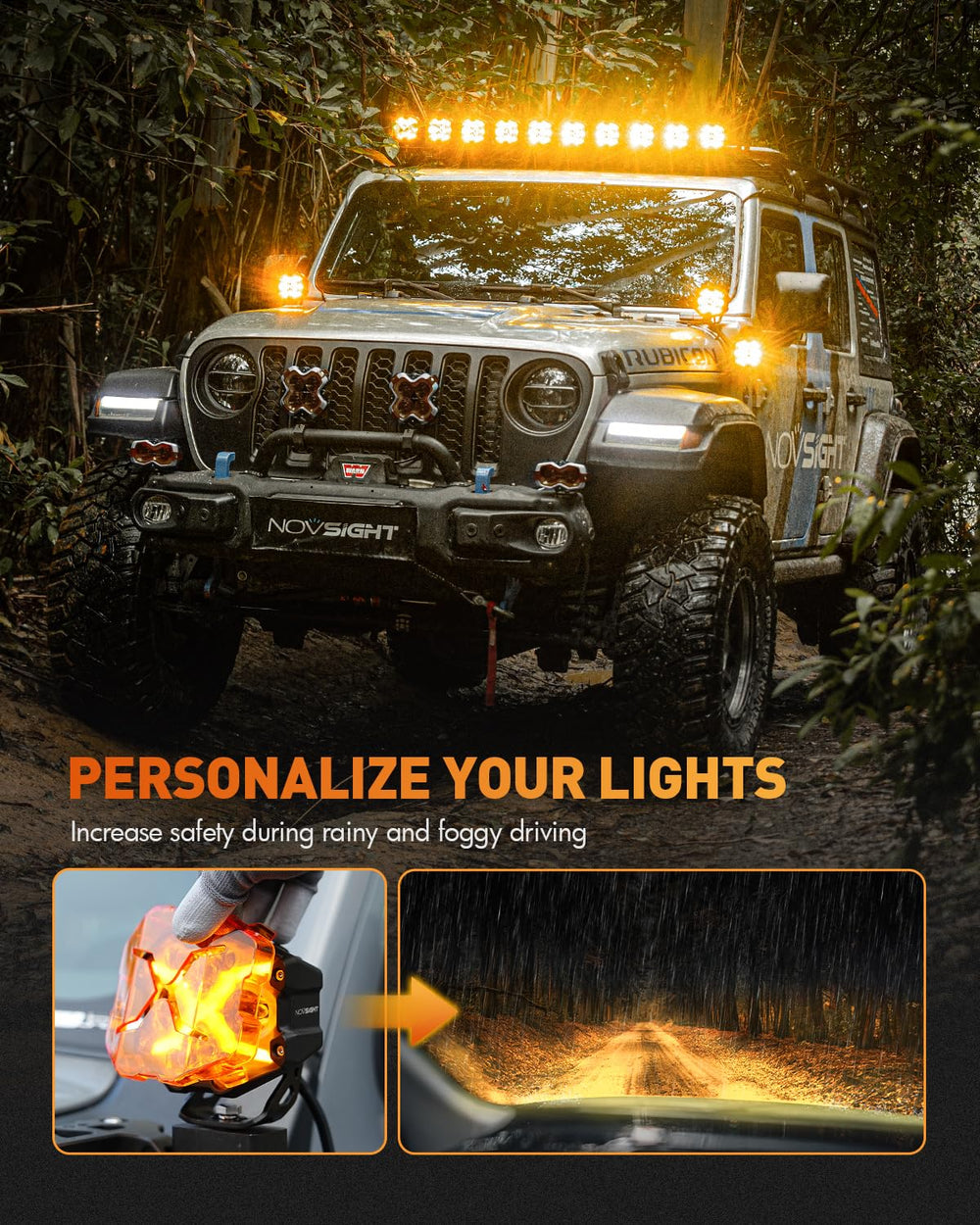 NOVSIGHT LED pod with rugged metal housing and IP68 seal for durability