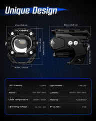 NOVSIGHT LED pods dual pod setup expands field of view for wider coverage.