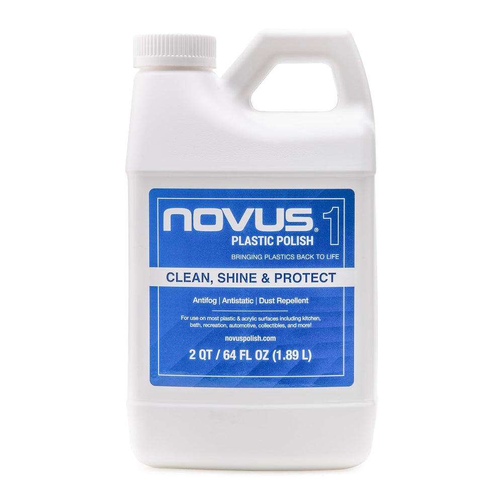 Novus 7050 bottle for a clean, glossy finish on plastic surfaces