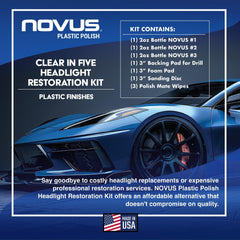 Novus Clear buffing pad for smooth, even headlight finish.