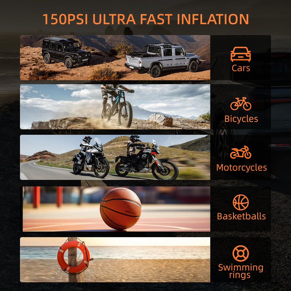 Novyllis unit shows real-time tire pressure on the digital display during inflation.