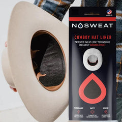 No Sweat cowbow hat sweat liner front view prevents drips