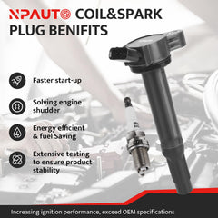 NPAUTO spark plugs 6pc pre-gapped kit for quick fit and reliable combustion.