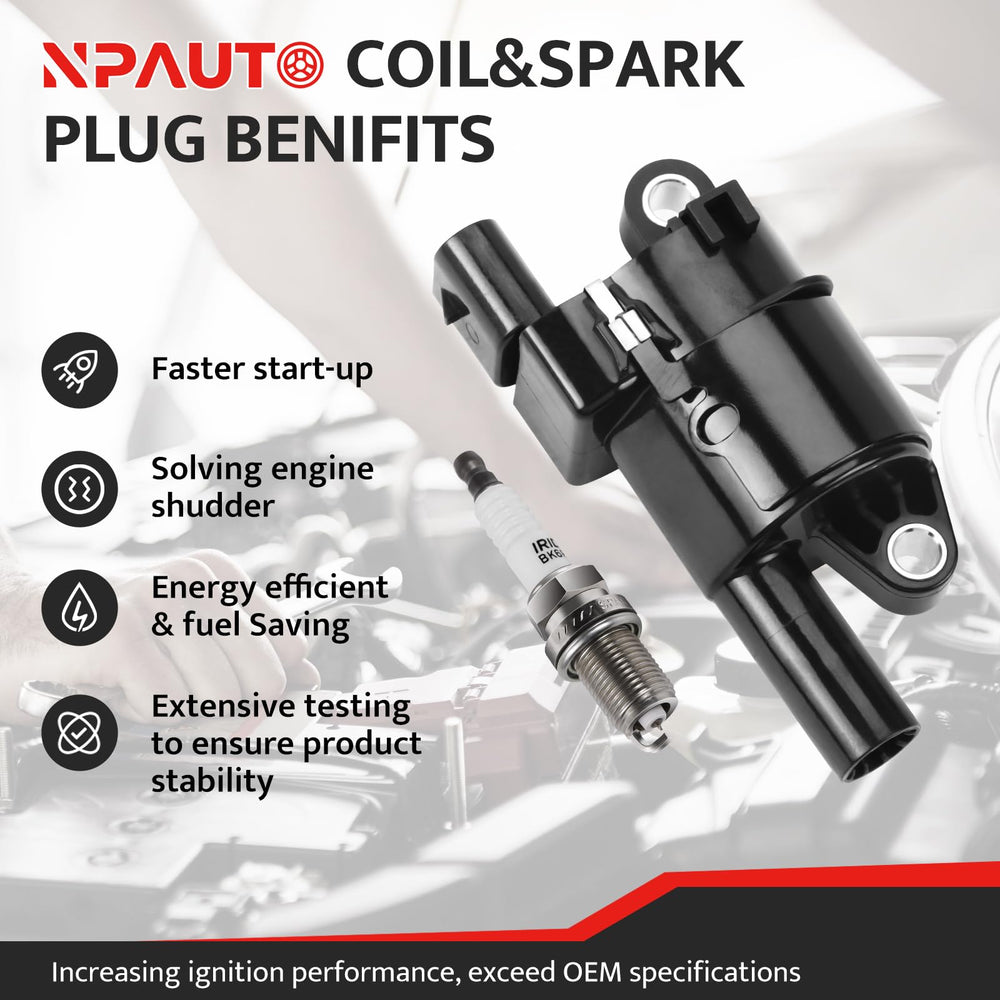 NPAUTO coil packs and spark plugs kit for GM Chevrolet Silverado 1500 2014-2019.