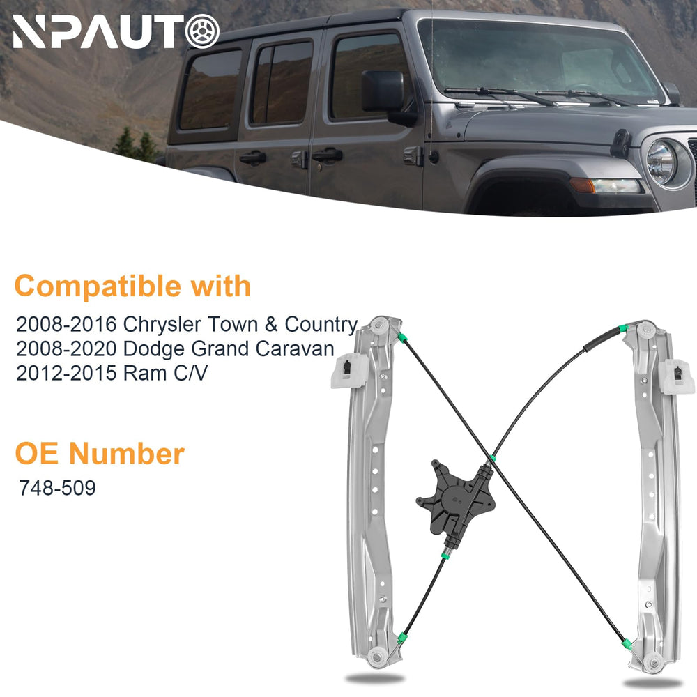 NPAUTO front passenger side regulator with motor for Ram C/V Cargo Van, steady passenger window operation.