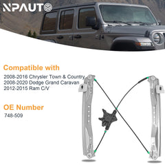 NPAUTO front passenger side regulator with motor for Ram C/V Cargo Van, steady passenger window operation.