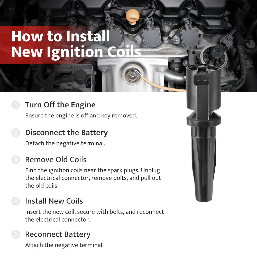 NPAUTO ignition coil pack installed under hood with tools nearby