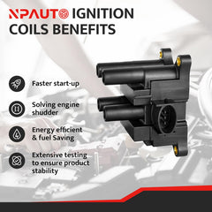 NPAUTO ignition coil pack side view highlights compact installation footprint for 2.0L and 2.3L engines