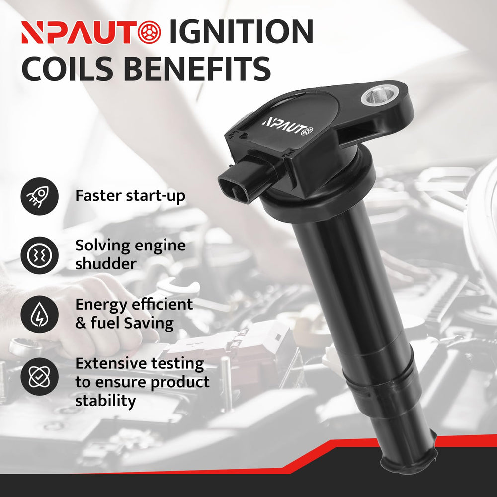 NPAUTO ignition coil pack under-hood installation view for easy fit on 1.6L engines.