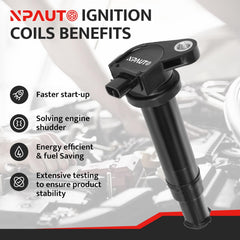 NPAUTO ignition coil pack under-hood installation view for easy fit on 1.6L engines.