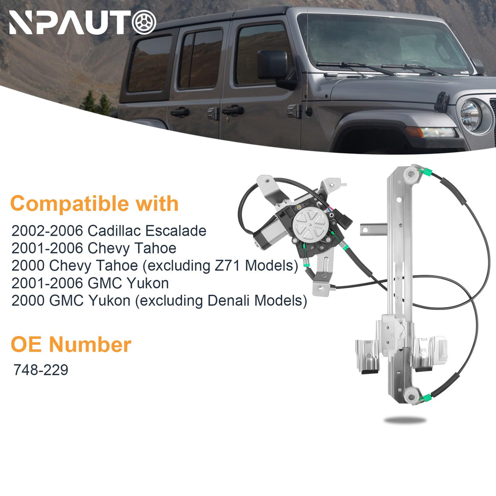 NPAUTO Yukon rear-right regulator motor ensures steady window movement.