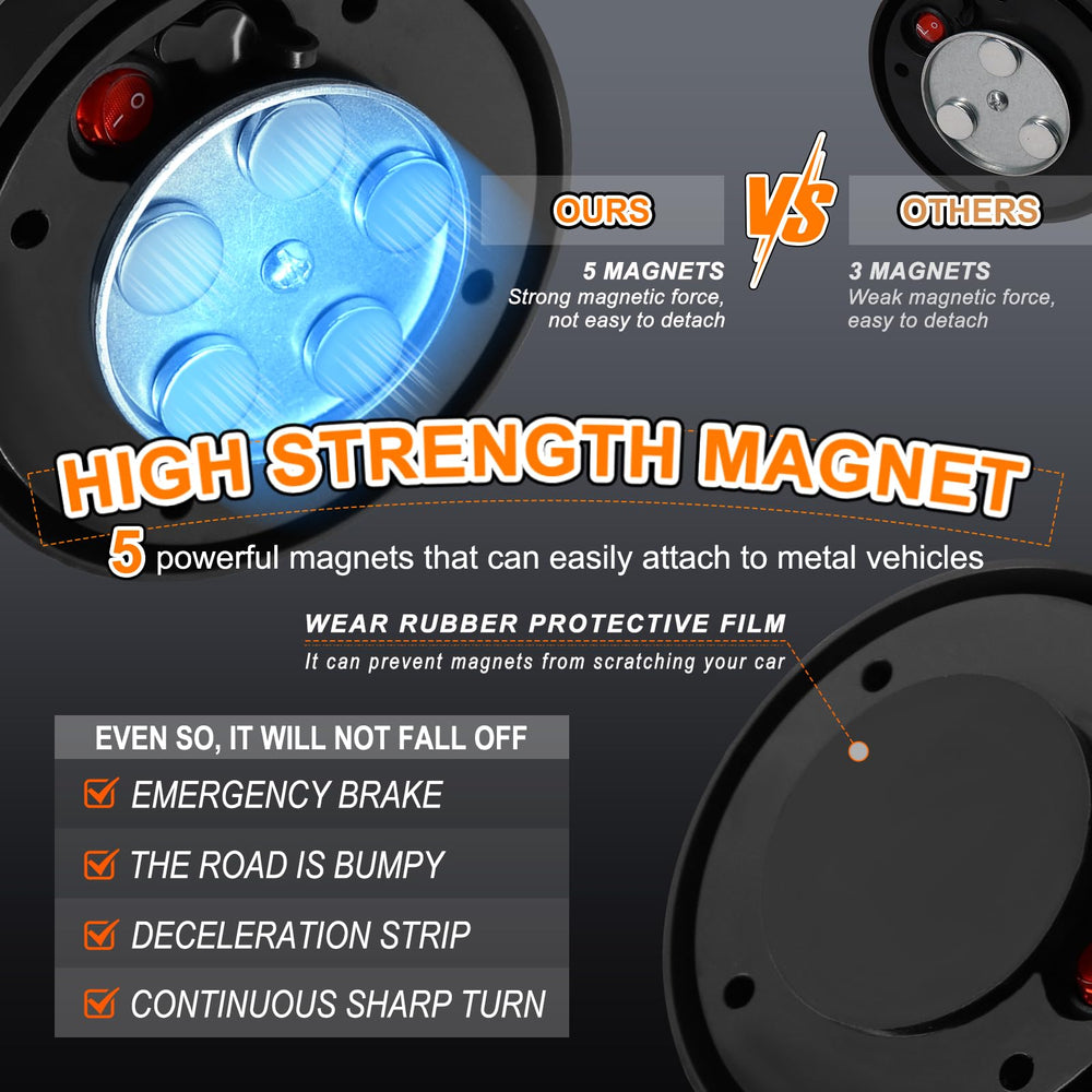 Nrgedzam magnetic emergency light for vehicles sticks firmly and protects paint at high speeds.