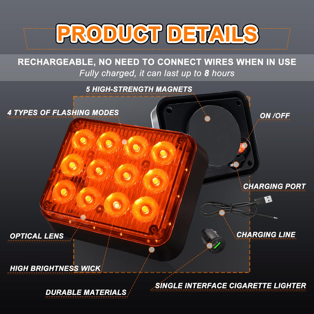 Nrgedzam rechargeable strobe light with 12 LEDs delivers bright signaling.