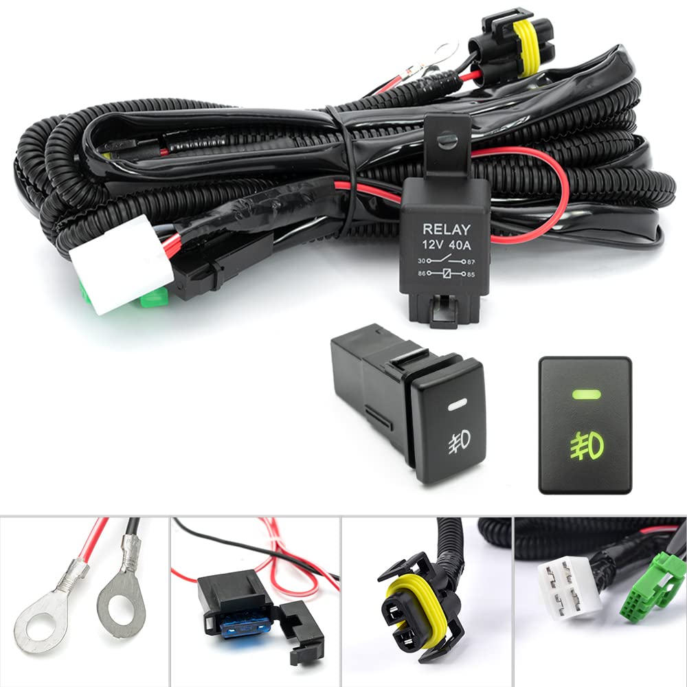 nsautolighting fog light wiring harness connects H11/H8/880/881 for Toyota vehicles