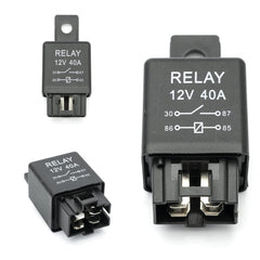 Kit contents: harness, relay, and switch for easy setup