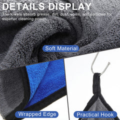 Nuenen dual-sided microfiber towel blue gray for interior and exterior cleaning