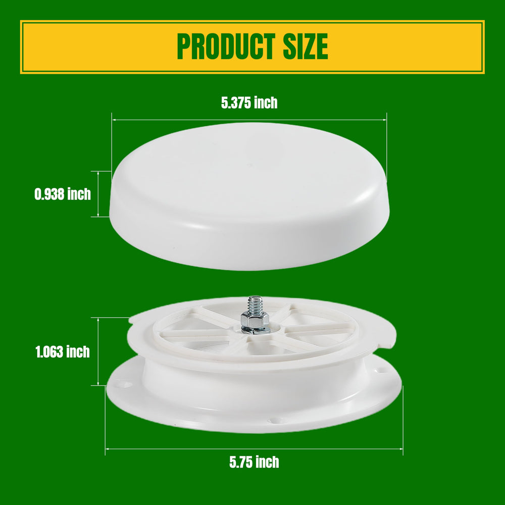 NuFlySic RV mushroom vent white side angle showing durable build