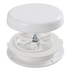 NuFlySic RV roof mushroom vent white top view for enhanced airflow