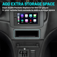 NuIth Dash Storage Pocket size 7.4x2.28x4.13 inches fits most single din slots.