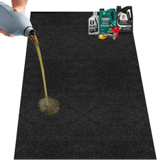 Nujzuir giant oil drip mat 60-72 inches protecting a garage floor from leaks