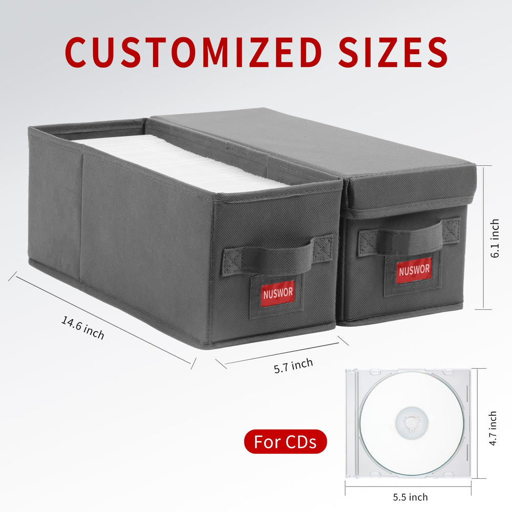 NUSWOR Premium CD Storage Box with lid protects from dust and scratches.