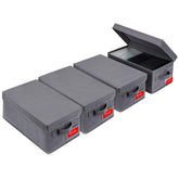 NUSWOR Upgrades DVD Storage Box front view showing stackable design for space saving