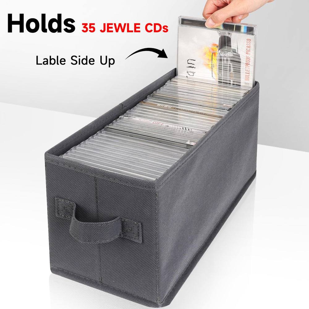 NUSWOR Upgrades stackable CD organizer saves space on shelves.
