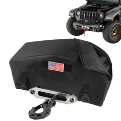 NVAAV winch cover with American flag patch adds rugged off-road style and protection