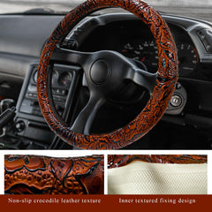 NYTKL steering wheel cover with rose grain detail adds romantic style while protecting the wheel.