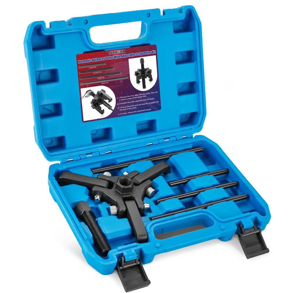 NYXOVA Harmonic Balancer Puller 3‑jaw in use for quick, secure removal