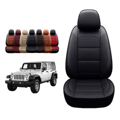OASIS AUTO Jeep Wrangler front-left seat cover with precise fit and easy-clean faux leather.