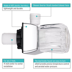 OasisFlow 4-inch center valve ensures compatibility with standard RV shower plumbing.