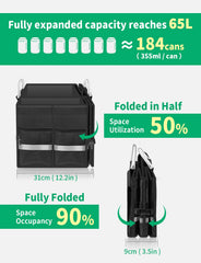 Oasser trunk organizer anti-slip strips prevent movement; reflective strip boosts visibility